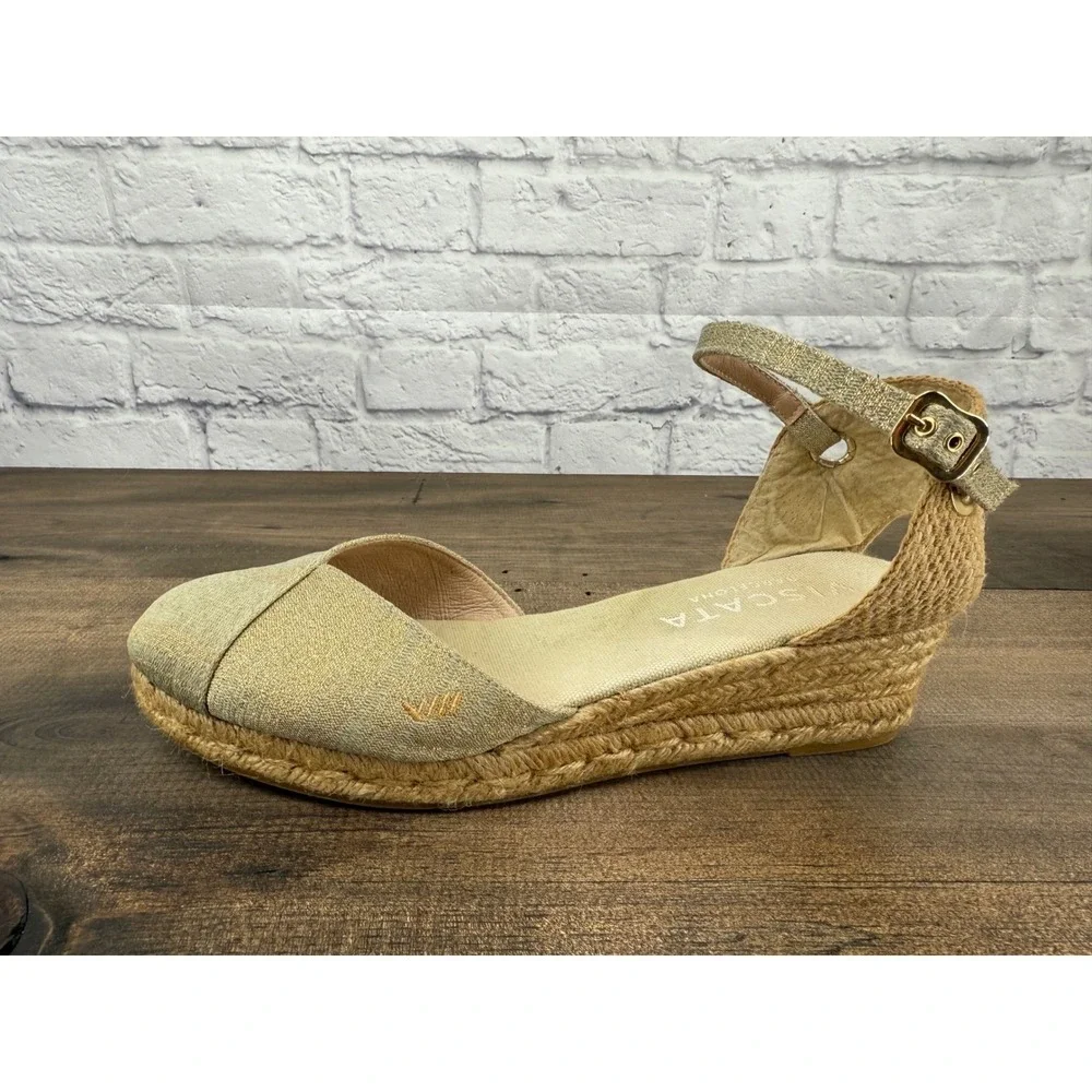 Viscata Barcelona Pubol Canvas Espadrille Wedge Sandals Gold Women's‎ 41/11